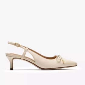 Décolleté da donna Zarey con fiocco in pelle color crema