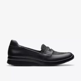 Ellowyn Penny da donna in pelle nera Slip-on