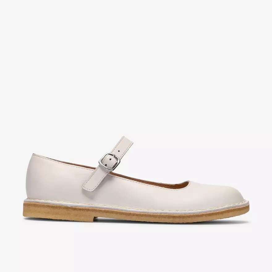 Mary Jane Desert Jane da donna in pelle bianca Mary Jane Desert Jane da donna in pelle bianca
