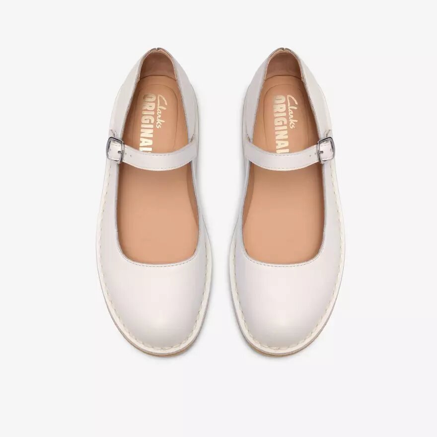 Mary Jane Desert Jane da donna in pelle bianca Mary Jane Desert Jane da donna in pelle bianca