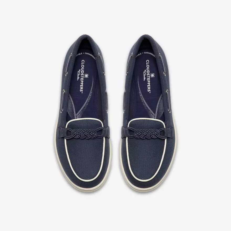 Mocassini da donna Breezesky Bay in tela blu navy Mocassini da donna Breezesky Bay in tela blu navy