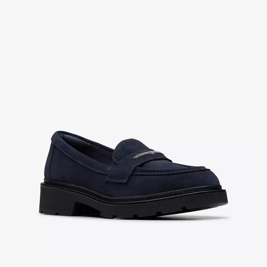Mocassini da donna Lauryl Step in pelle scamosciata blu navy Mocassini da donna Lauryl Step in pelle scamosciata blu navy