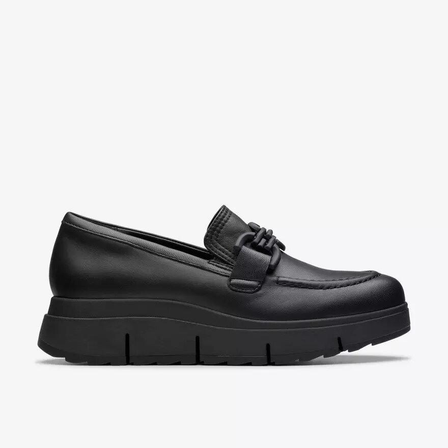 Mocassini da donna Loriini Izzy in pelle nera Mocassini da donna Loriini Izzy in pelle nera