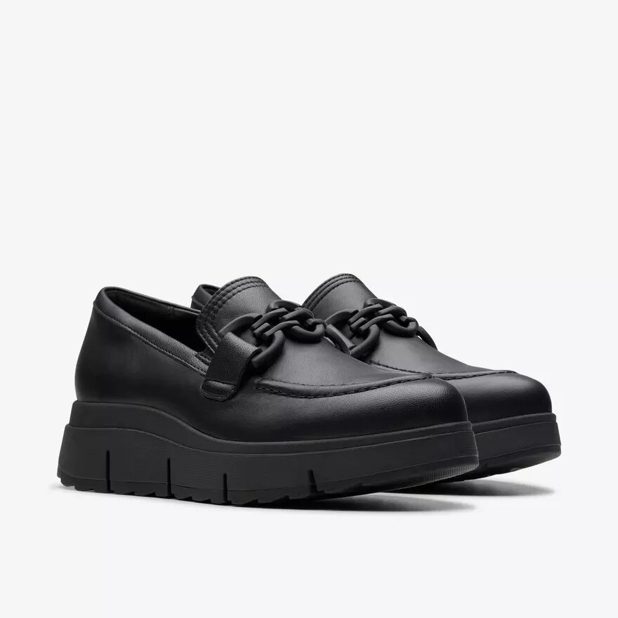 Mocassini da donna Loriini Izzy in pelle nera Mocassini da donna Loriini Izzy in pelle nera