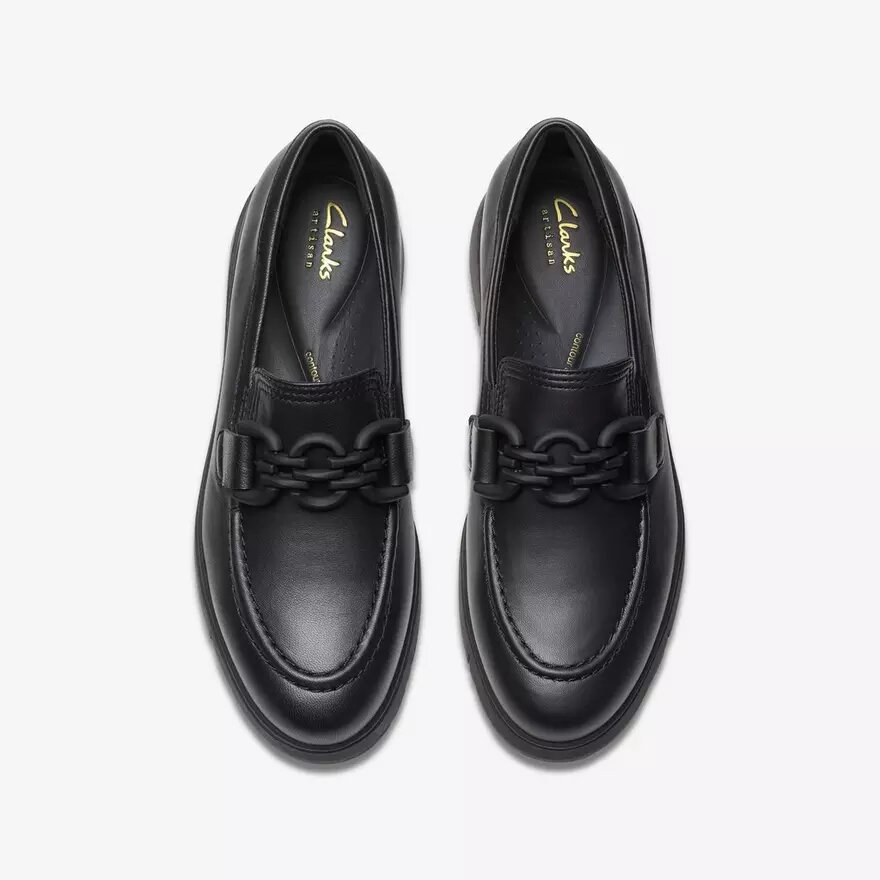 Mocassini da donna Loriini Izzy in pelle nera Mocassini da donna Loriini Izzy in pelle nera