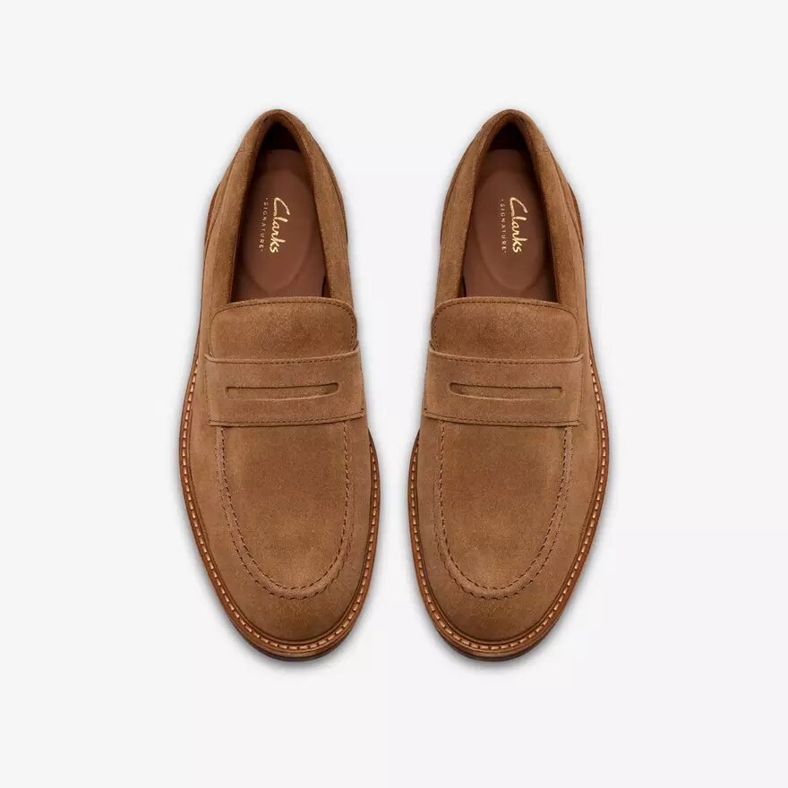 Mocassini da uomo Aldwin Step in pelle scamosciata color tan Mocassini da uomo Aldwin Step in pelle scamosciata color tan