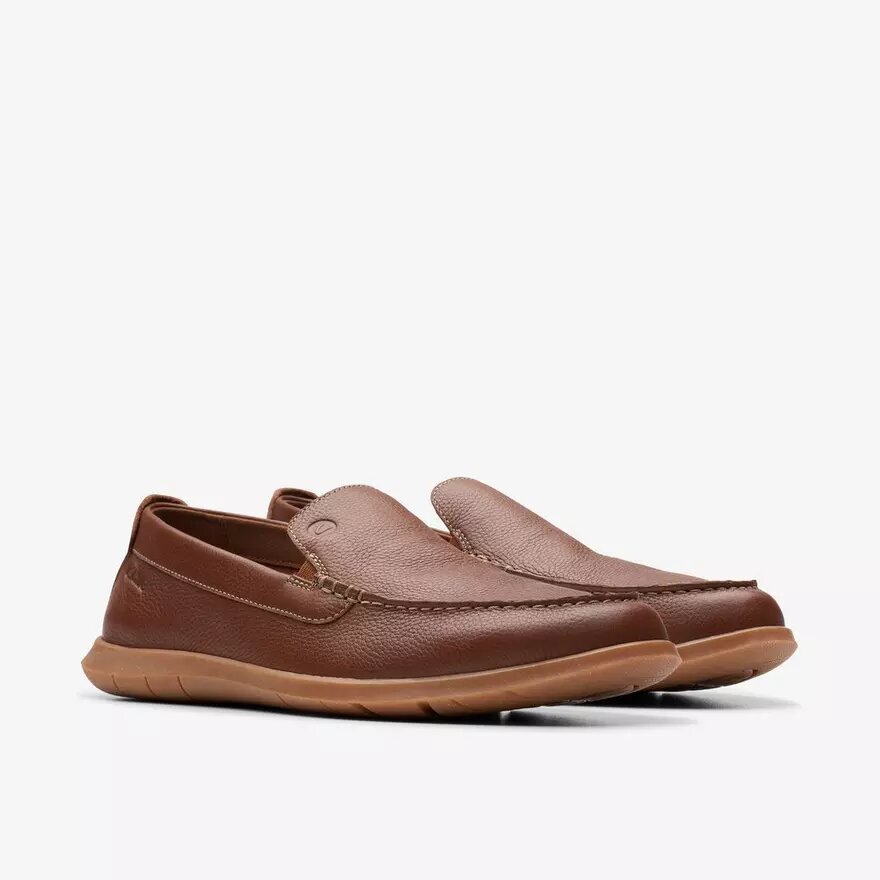Mocassini da uomo Flexway Step in pelle marrone chiaro, modello slip-on Mocassini da uomo Flexway Step in pelle marrone chiaro, modello slip-on