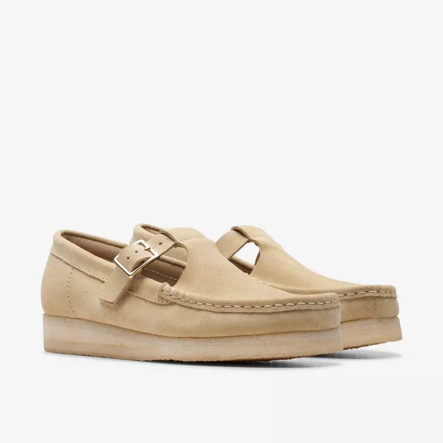 Mocassini Wallabee T-Bar da donna in pelle scamosciata color acero Mocassini Wallabee T-Bar da donna in pelle scamosciata color acero