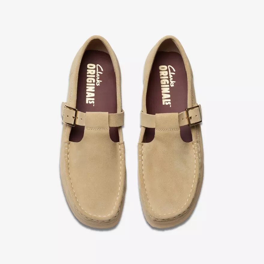 Mocassini Wallabee T-Bar da donna in pelle scamosciata color acero Mocassini Wallabee T-Bar da donna in pelle scamosciata color acero