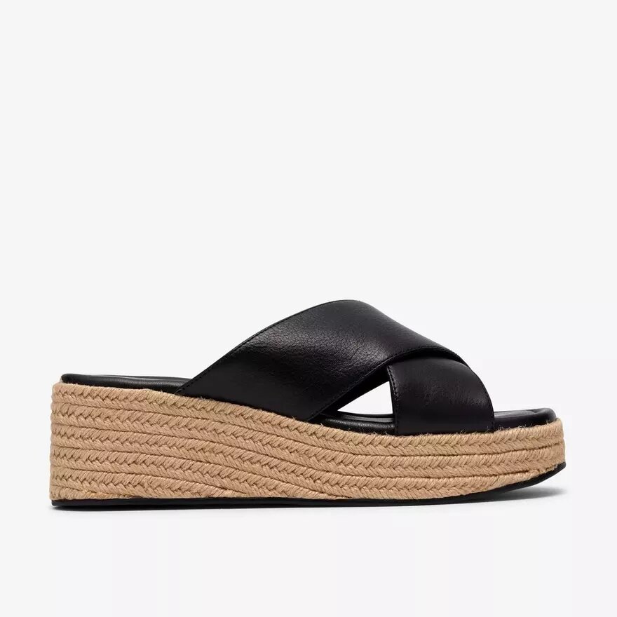 Mule da donna Tessiah 2 con zeppe in pelle nera Mule da donna Tessiah 2 con zeppe in pelle nera