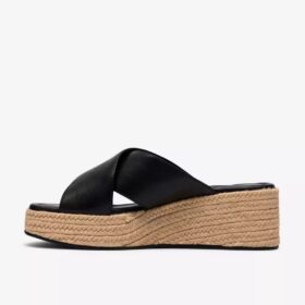 Mule da donna Tessiah 2 con zeppe in pelle nera