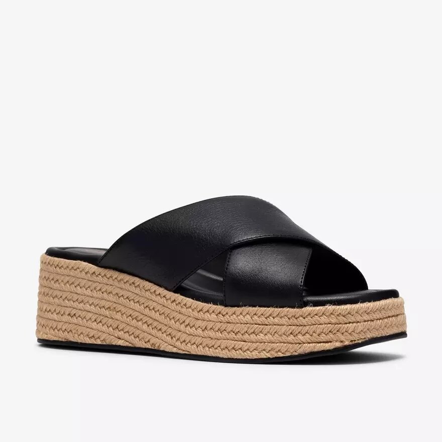 Mule da donna Tessiah 2 con zeppe in pelle nera Mule da donna Tessiah 2 con zeppe in pelle nera