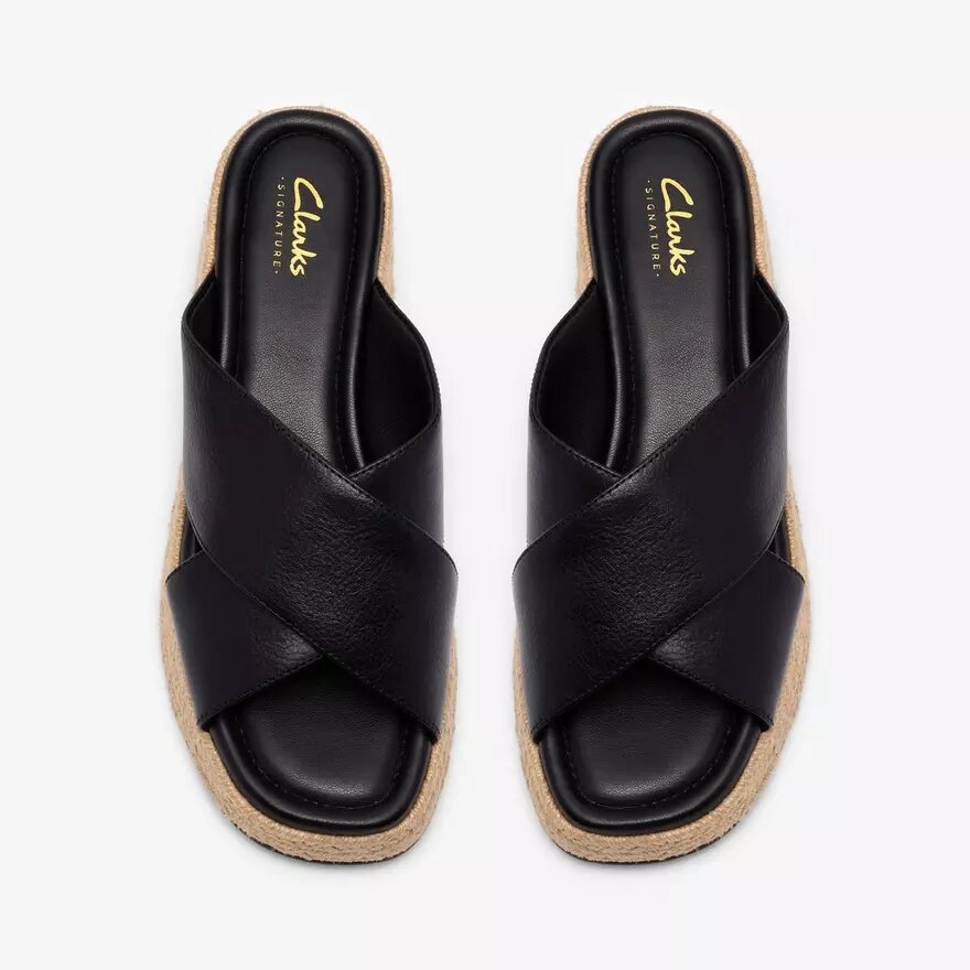 Mule da donna Tessiah 2 con zeppe in pelle nera Mule da donna Tessiah 2 con zeppe in pelle nera