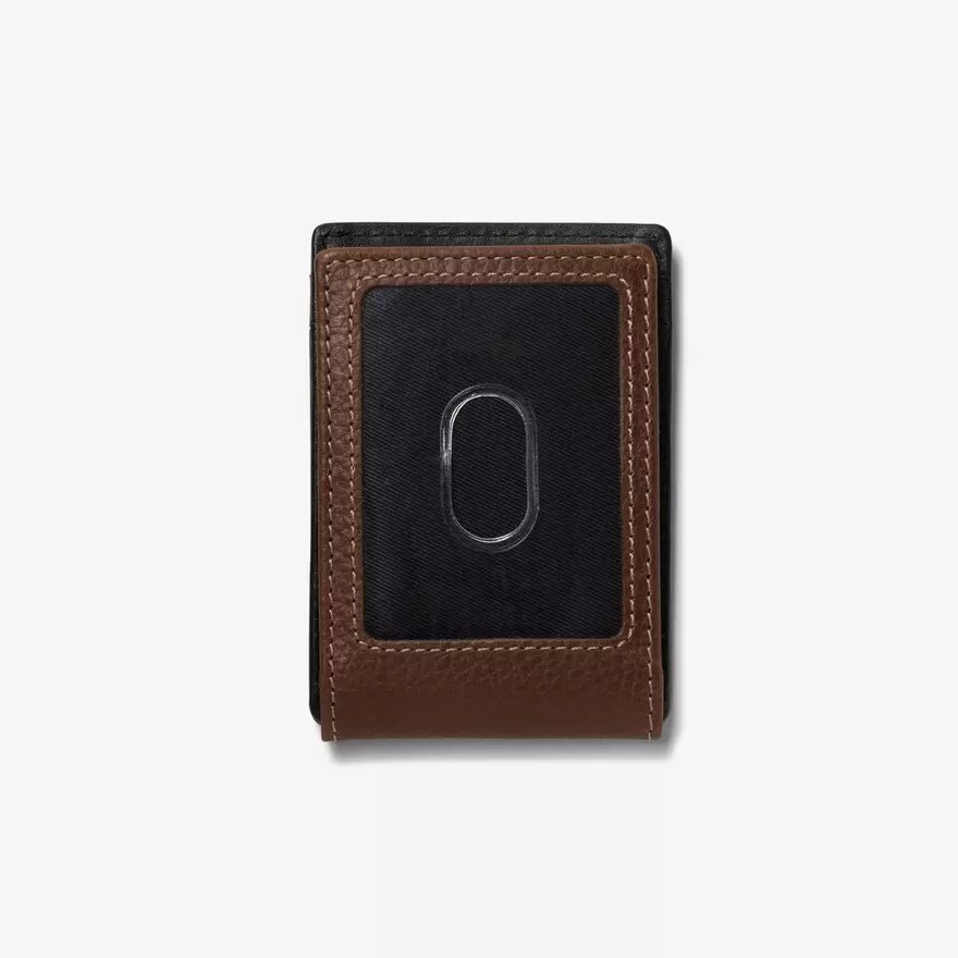 Portafoglio da uomo con clip per banconote, modello Pebble Wide, marrone, USA Portafoglio da uomo con clip per banconote, modello Pebble Wide, marrone, USA
