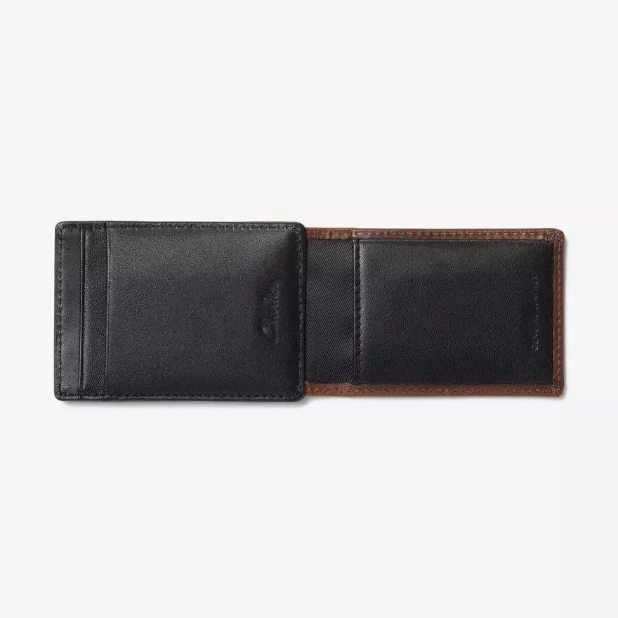 Portafoglio da uomo con clip per banconote, modello Pebble Wide, marrone, USA Portafoglio da uomo con clip per banconote, modello Pebble Wide, marrone, USA