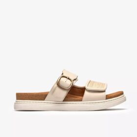 Sandali bassi da donna Arwell Step in pelle color crema