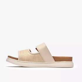 Sandali bassi da donna Arwell Step in pelle color crema