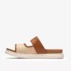 Sandali bassi da donna Arwell Step in pelle marrone chiaro Sandali bassi da donna Arwell Step in pelle marrone chiaro