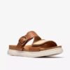 Sandali bassi da donna Arwell Step in pelle marrone chiaro Sandali bassi da donna Arwell Step in pelle marrone chiaro