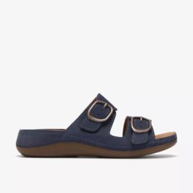 Sandali bassi da donna Cecily Step in nabuk blu navy
