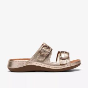 Sandali bassi da donna Cecily Step in pelle color champagne
