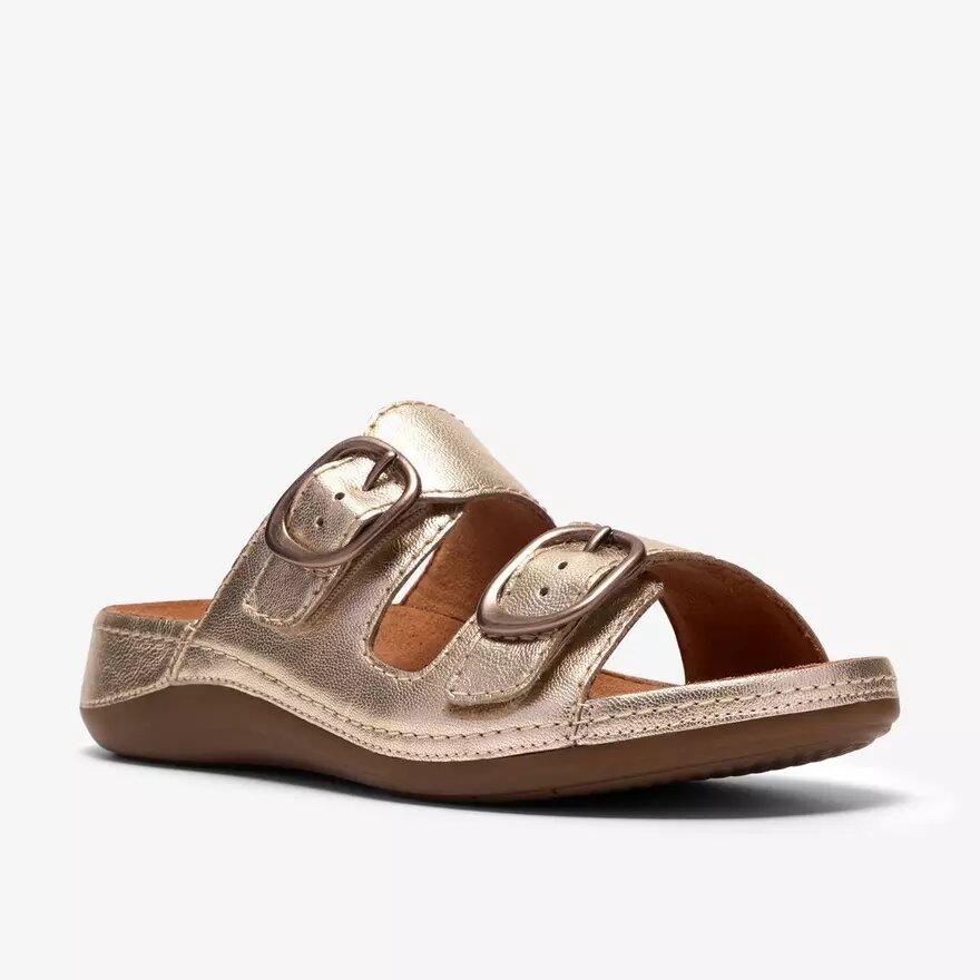 Sandali bassi da donna Cecily Step in pelle color champagne Sandali bassi da donna Cecily Step in pelle color champagne