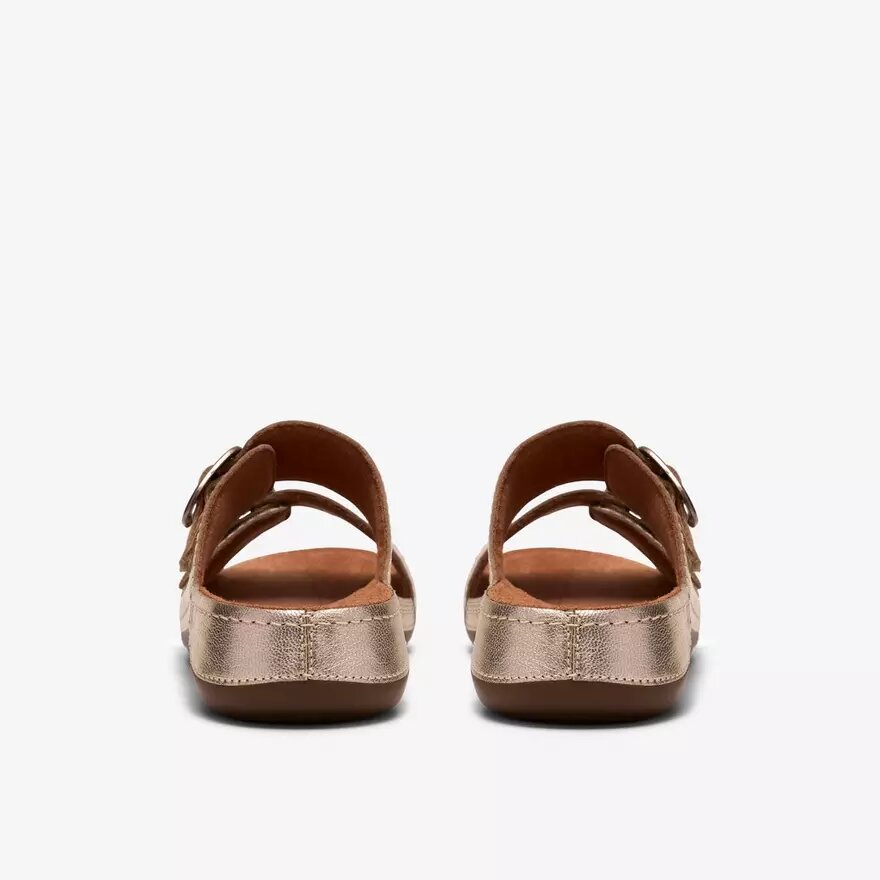 Sandali bassi da donna Cecily Step in pelle color champagne Sandali bassi da donna Cecily Step in pelle color champagne
