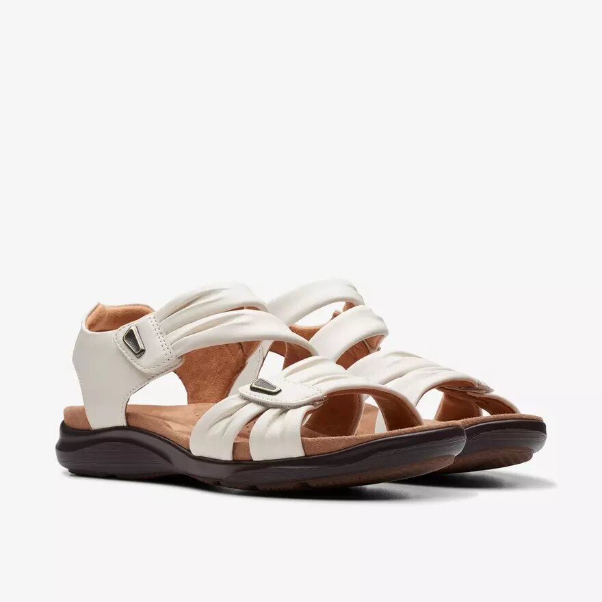 Sandali bassi da donna Kitly Ave in pelle bianco sporco Sandali bassi da donna Kitly Ave in pelle bianco sporco