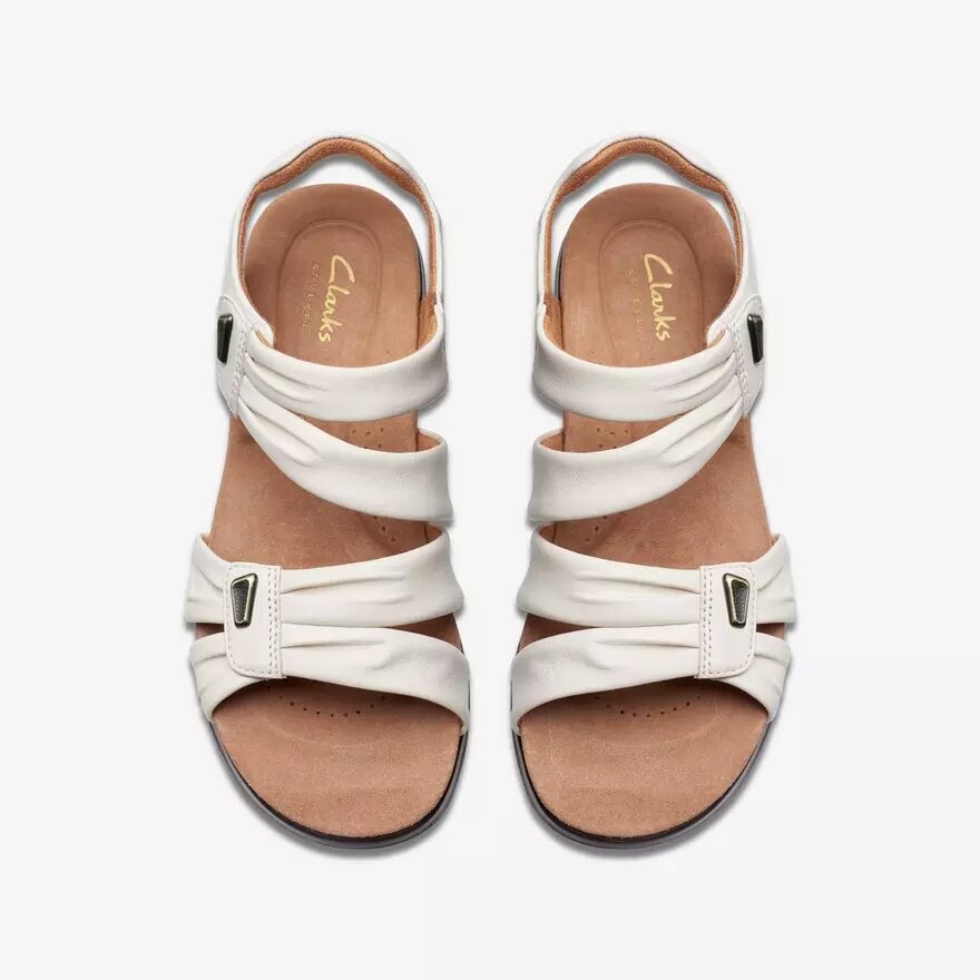Sandali bassi da donna Kitly Ave in pelle bianco sporco Sandali bassi da donna Kitly Ave in pelle bianco sporco