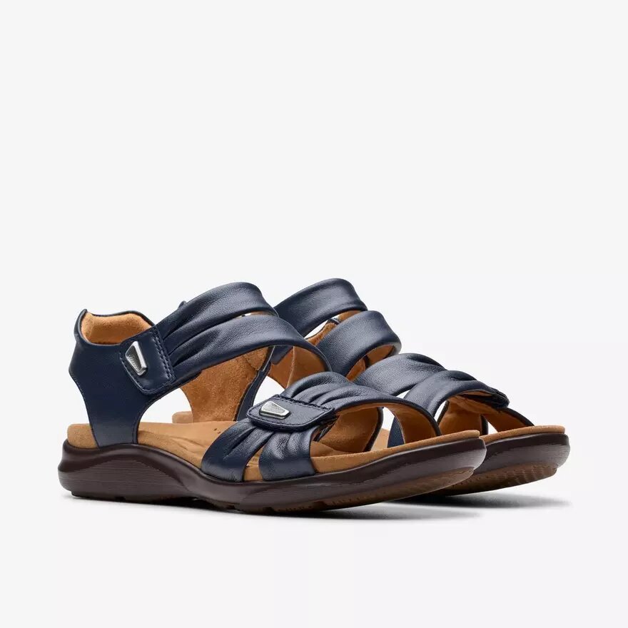Sandali bassi da donna Kitly Ave in pelle blu navy Sandali bassi da donna Kitly Ave in pelle blu navy