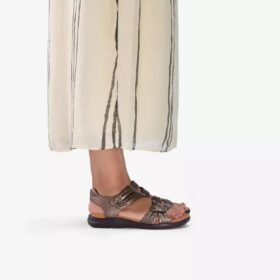Sandali bassi da donna Kitly Ave in pelle color bronzo