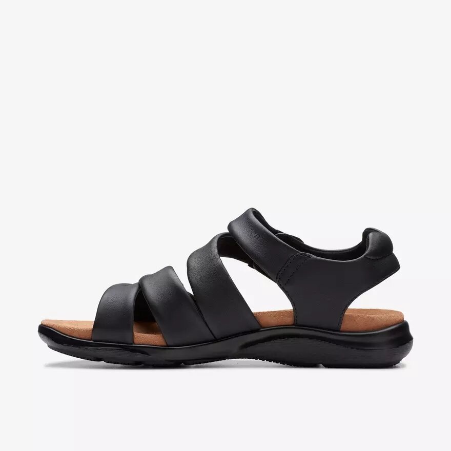Sandali bassi da donna Kitly Ave in pelle nera Sandali bassi da donna Kitly Ave in pelle nera