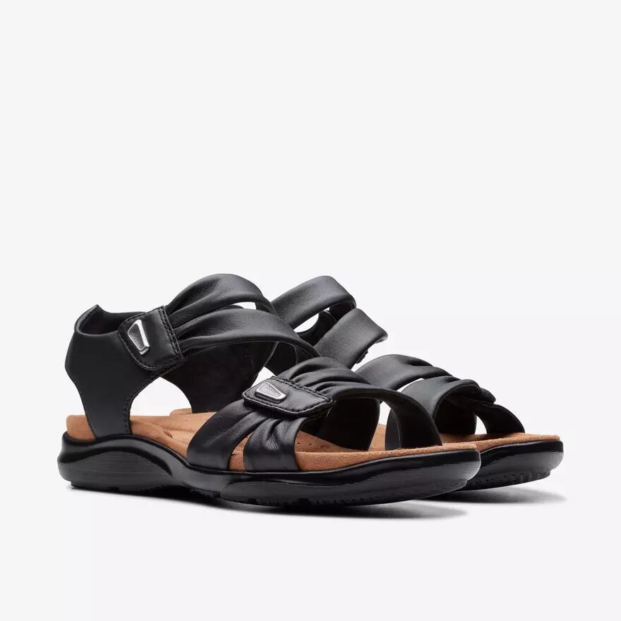Sandali bassi da donna Kitly Ave in pelle nera Sandali bassi da donna Kitly Ave in pelle nera