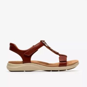 Sandali bassi da donna Kitly Gem in pelle arancione bruciato