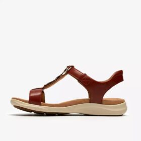 Sandali bassi da donna Kitly Gem in pelle arancione bruciato