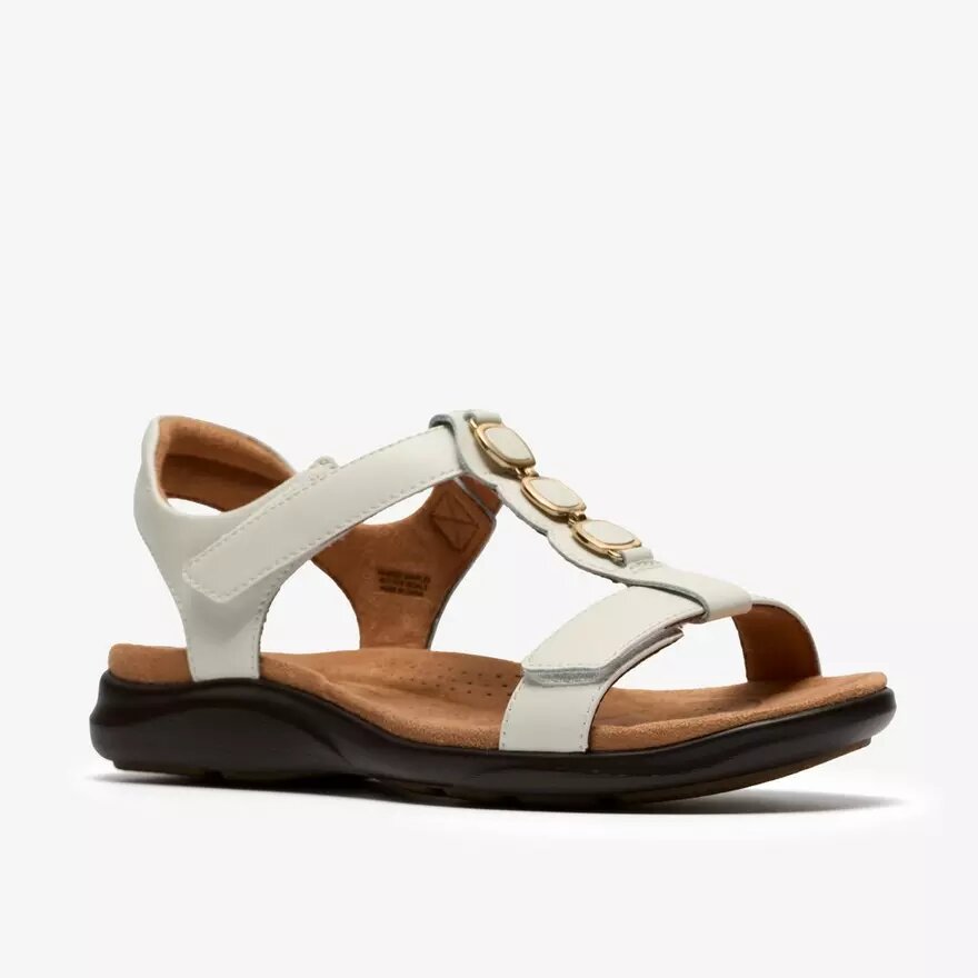 Sandali bassi da donna Kitly Gem in pelle bianca Sandali bassi da donna Kitly Gem in pelle bianca