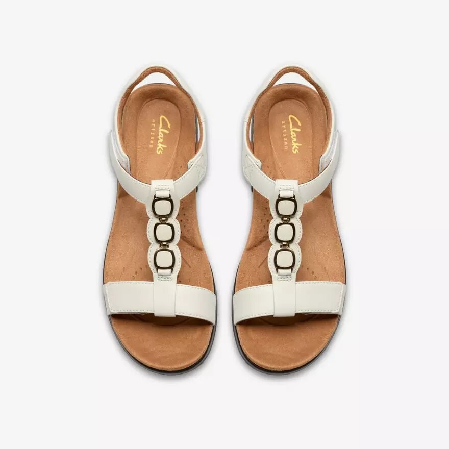 Sandali bassi da donna Kitly Gem in pelle bianca Sandali bassi da donna Kitly Gem in pelle bianca