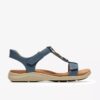 Sandali bassi da donna Kitly Gem in pelle blu denim Sandali bassi da donna Kitly Gem in pelle blu denim