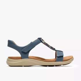 Sandali bassi da donna Kitly Gem in pelle blu denim