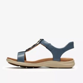 Sandali bassi da donna Kitly Gem in pelle blu denim