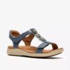 Sandali bassi da donna Kitly Gem in pelle blu denim Sandali bassi da donna Kitly Gem in pelle blu denim