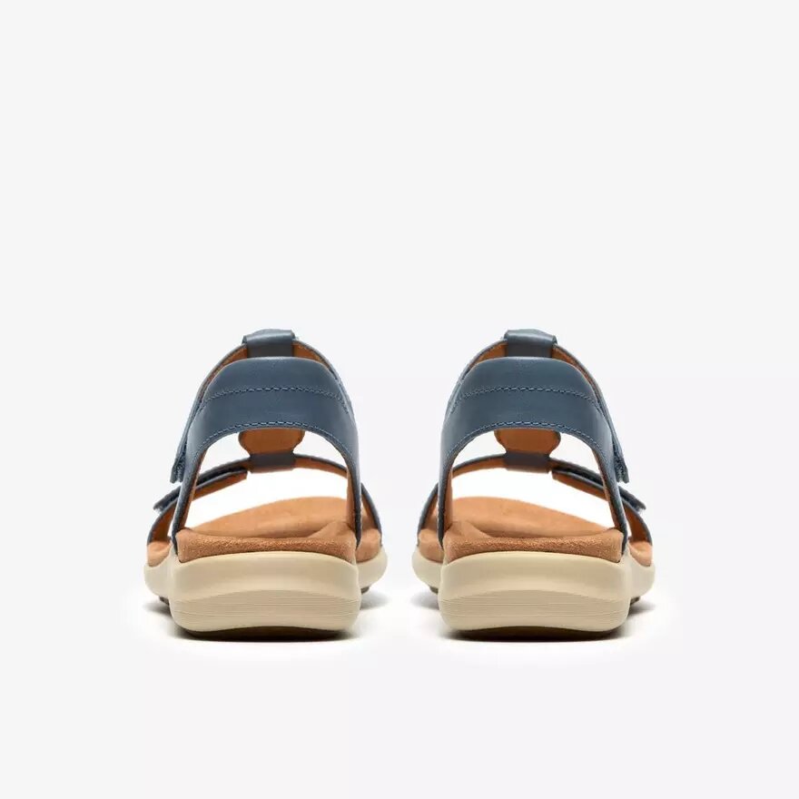 Sandali bassi da donna Kitly Gem in pelle blu denim Sandali bassi da donna Kitly Gem in pelle blu denim