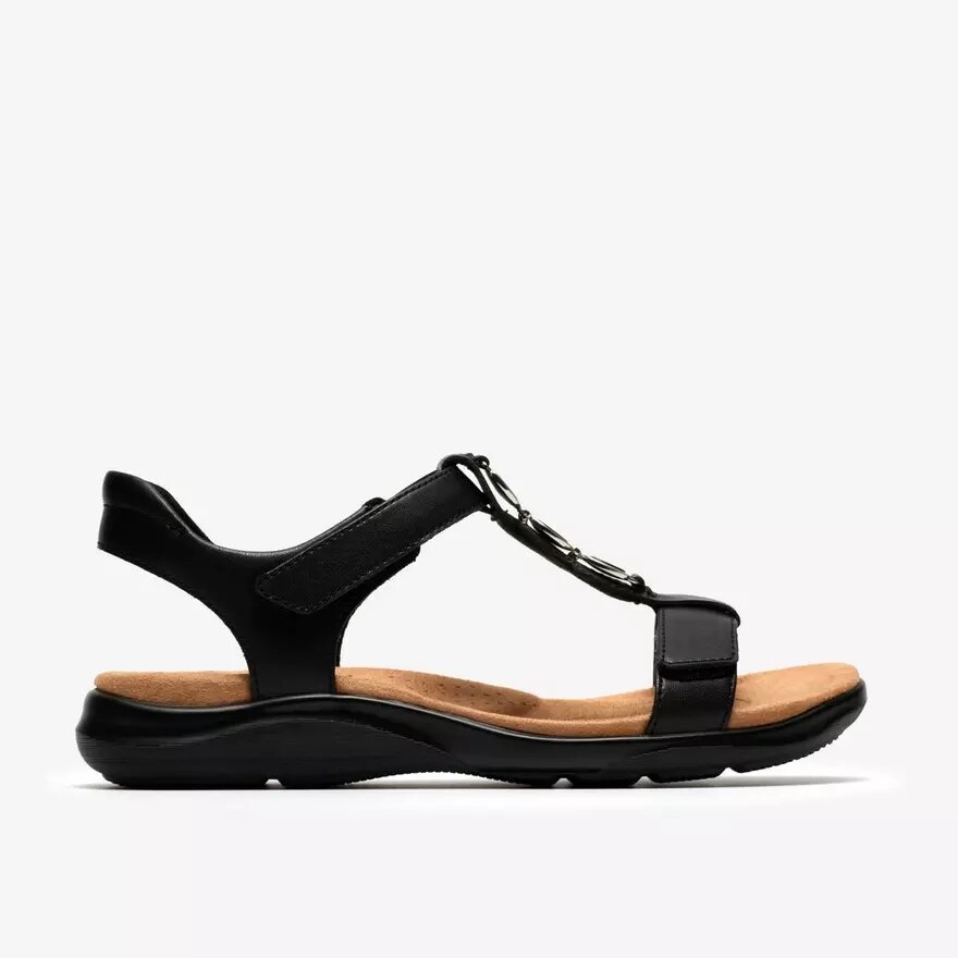 Sandali bassi da donna Kitly Gem in pelle nera Sandali bassi da donna Kitly Gem in pelle nera
