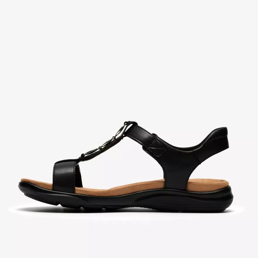 Sandali bassi da donna Kitly Gem in pelle nera Sandali bassi da donna Kitly Gem in pelle nera