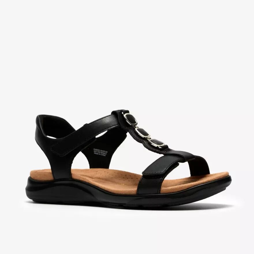 Sandali bassi da donna Kitly Gem in pelle nera Sandali bassi da donna Kitly Gem in pelle nera