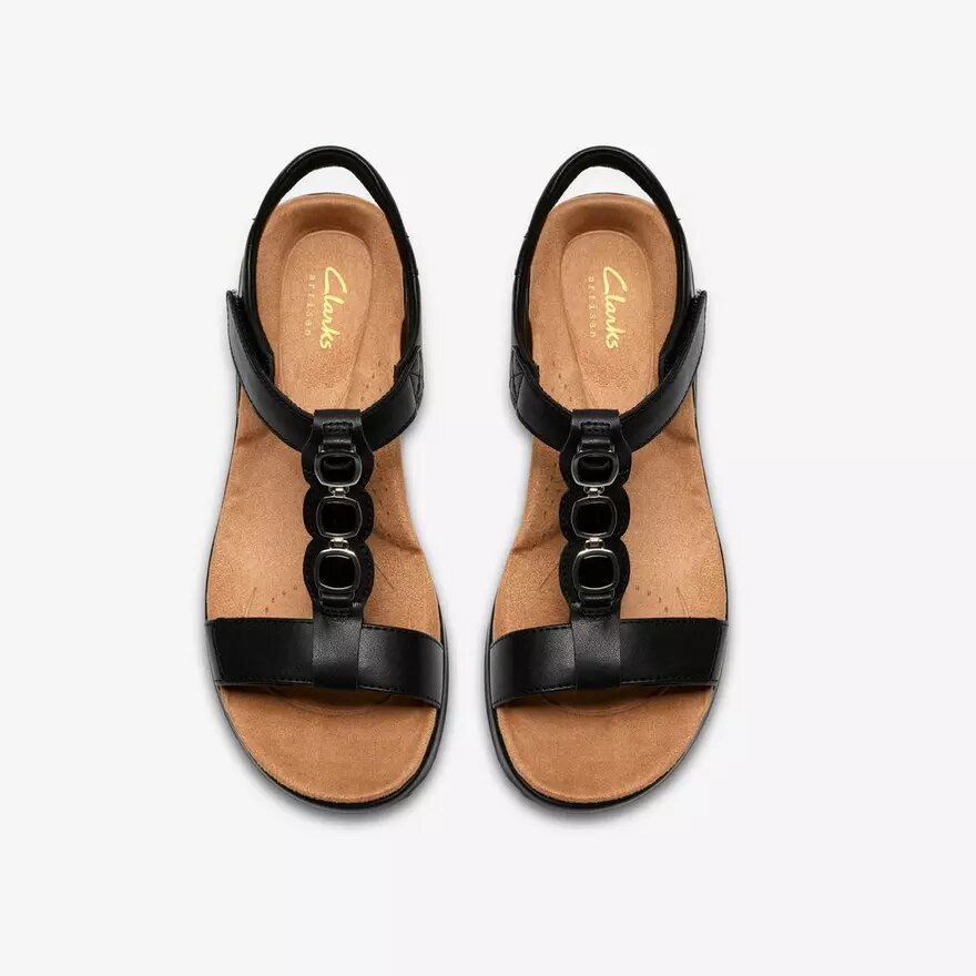 Sandali bassi da donna Kitly Gem in pelle nera Sandali bassi da donna Kitly Gem in pelle nera
