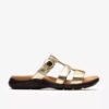 Sandali bassi da donna Kitly Pearl in pelle color champagne