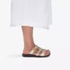 Sandali bassi da donna Kitly Pearl in pelle color champagne