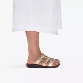 Sandali bassi da donna Kitly Pearl in pelle color champagne