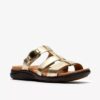 Sandali bassi da donna Kitly Pearl in pelle color champagne